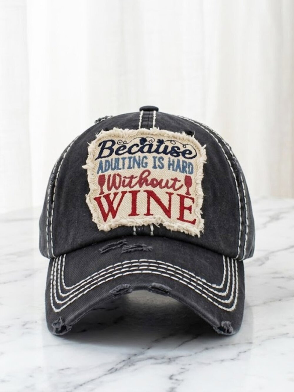 Ladies Black Because Adulting is Hard Ball Hat - Brand New Baseball Cap
